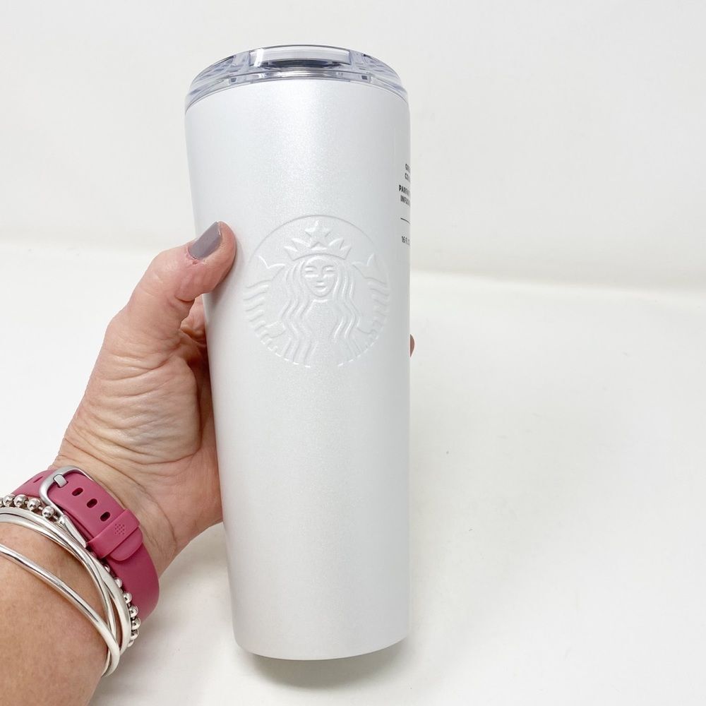 STARBUCKS WEDDING Pearl White‎ Shimmer Stainless Steel Cold Brew Tumbler